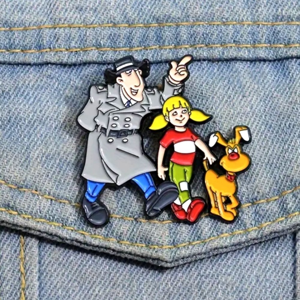 Inspector Gadget hat pin, Inspector Gadget, Penny, and Brain Enamel Pin